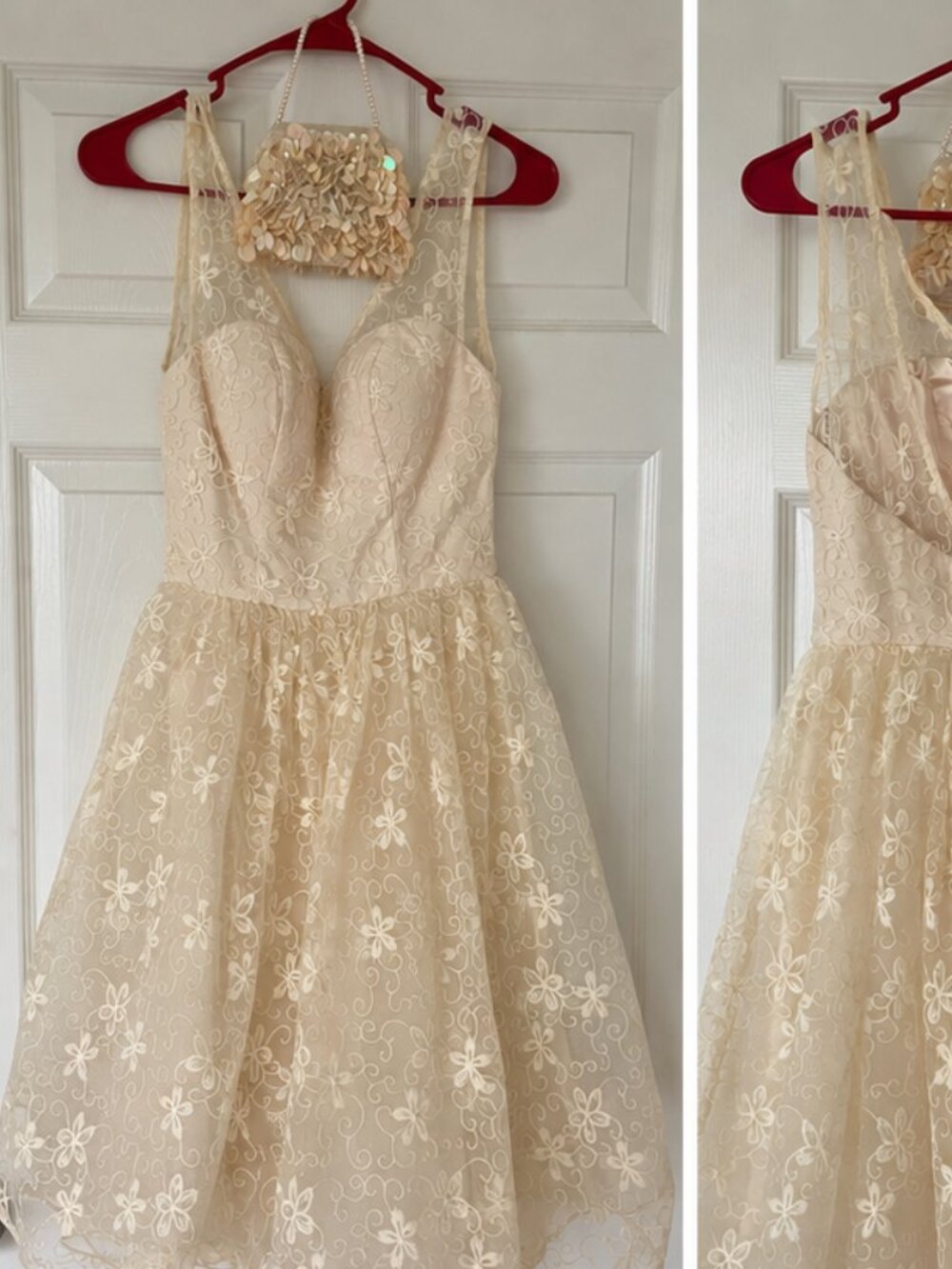 Size 2 White Lace Party Dress + Matching Sequin Purse